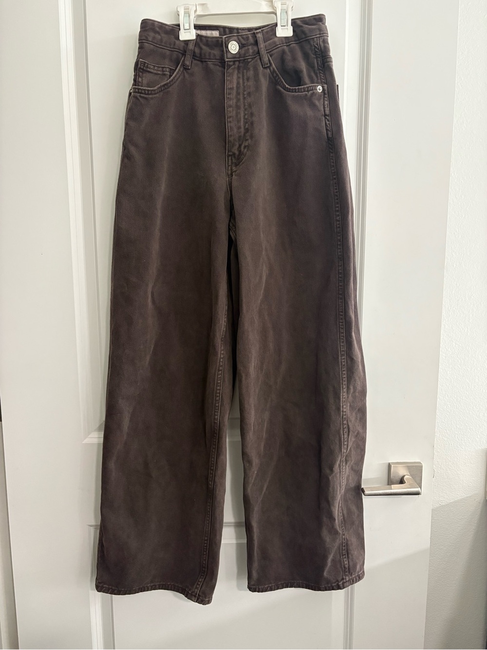 ZARA Baggy Wide-Leg Jeans in Washed Brown